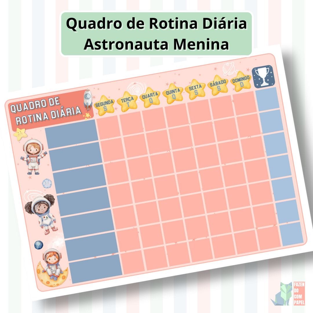 Quadro de Rotina Diária - Astronauta Menina - Imagem 3