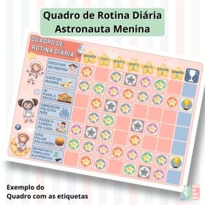 Quadro de Rotina Diária - Astronauta Menina