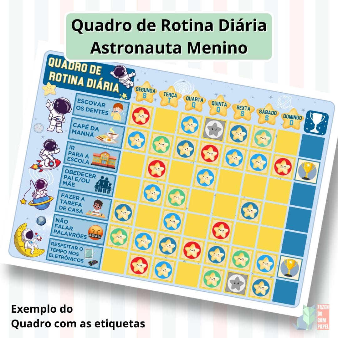 Quadro de Rotina Diária - Astronauta Menino