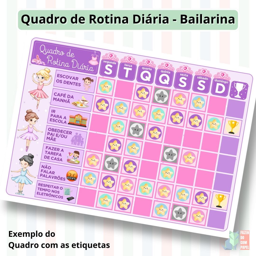 Quadro de Rotina Diária - Bailarina