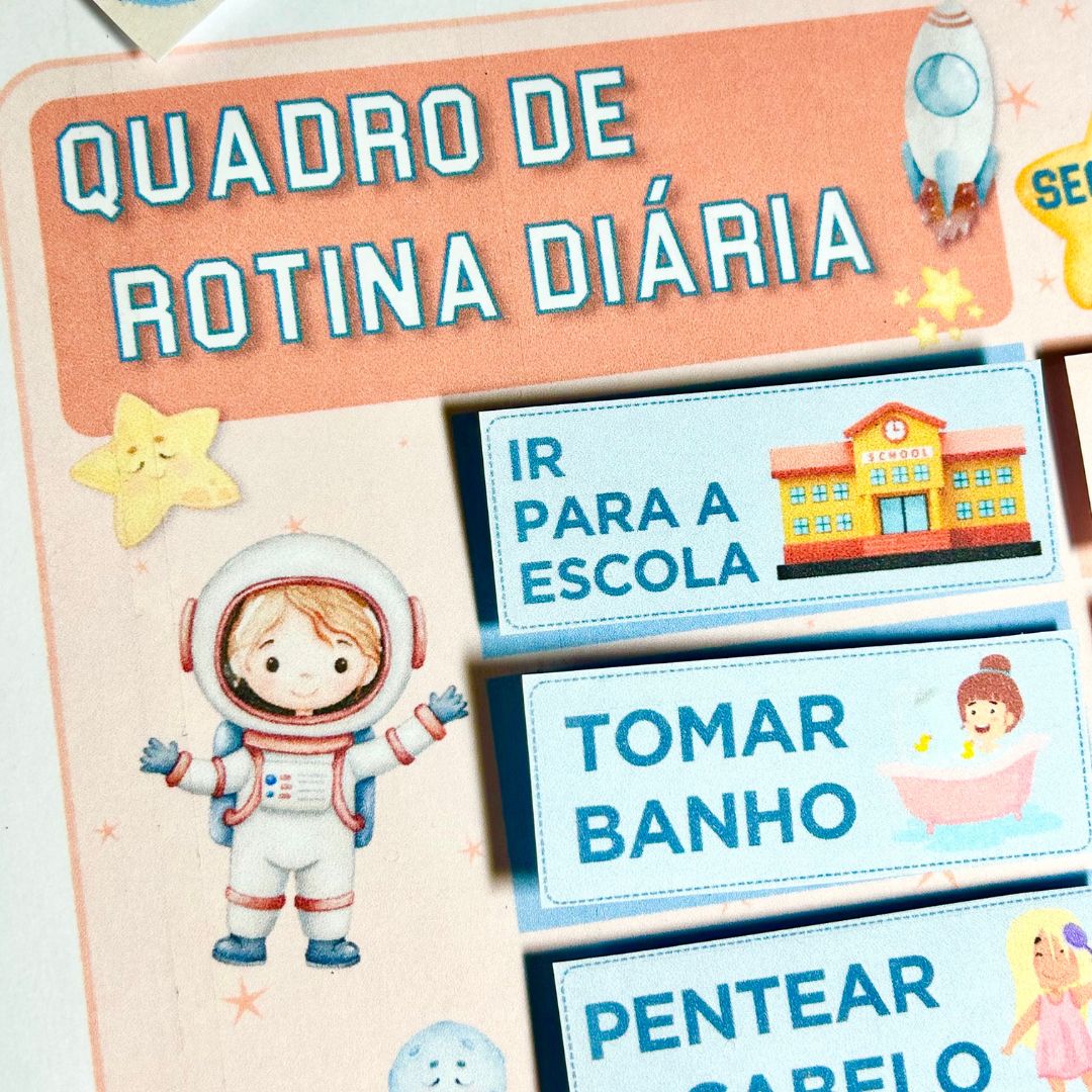 Quadro de Rotina Diária - Astronauta Menina - Imagem 11