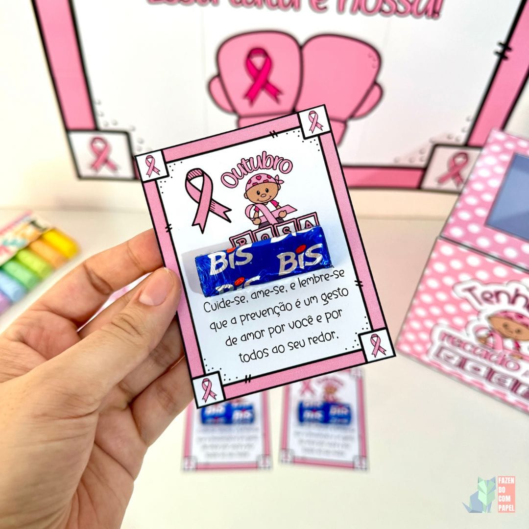 Kit Outubro Rosa - Cartaz, Caixa e Lembrancinha - Imagem 4