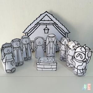 Presépio 3D para Colorir