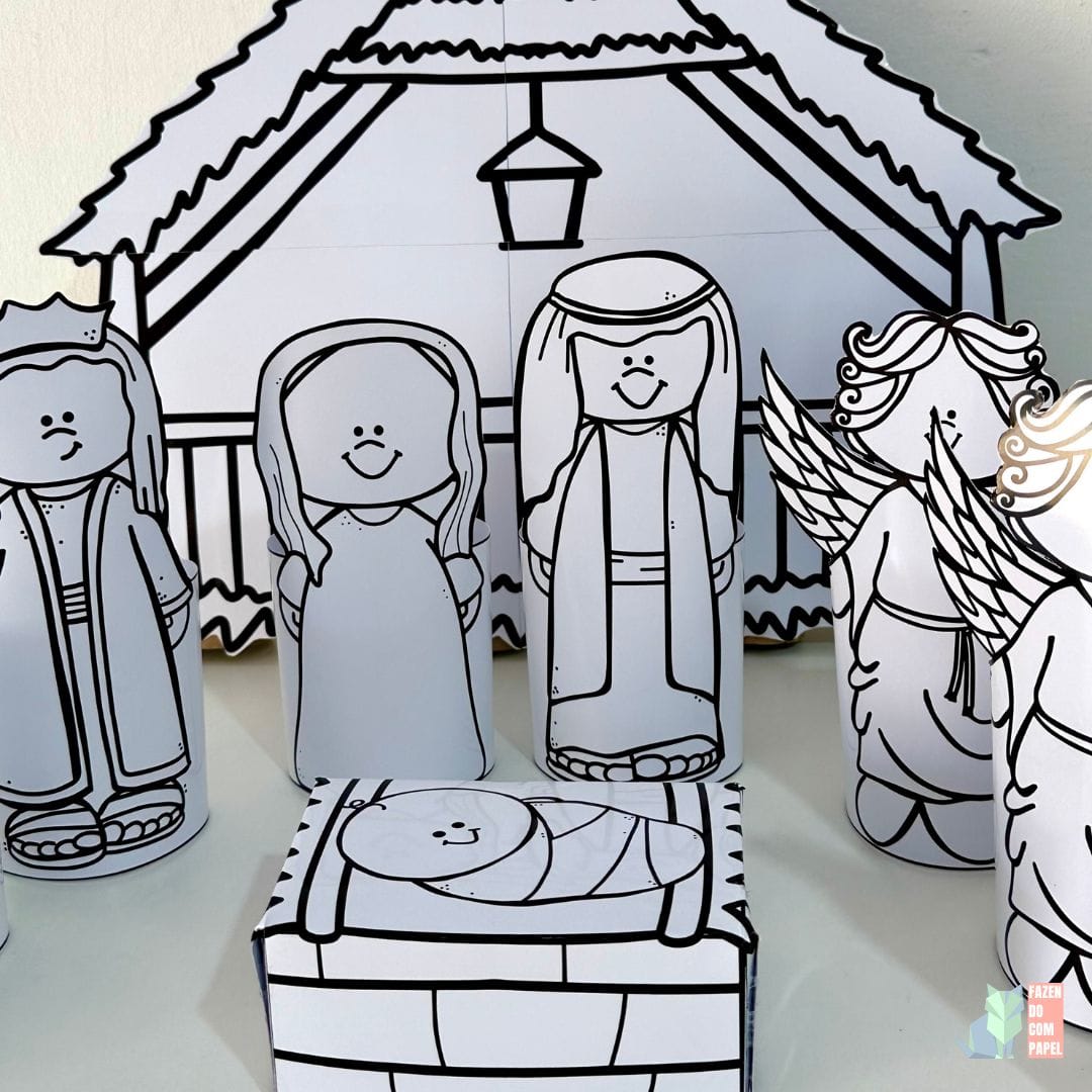 Presépio 3D para Colorir - Imagem 3